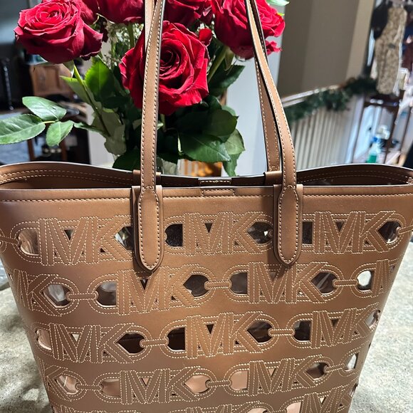 Michael Kors Eliza Large E/W Open Tote Bag in Luggage #30S4SZAT7P NWT - Picture 4 of 6